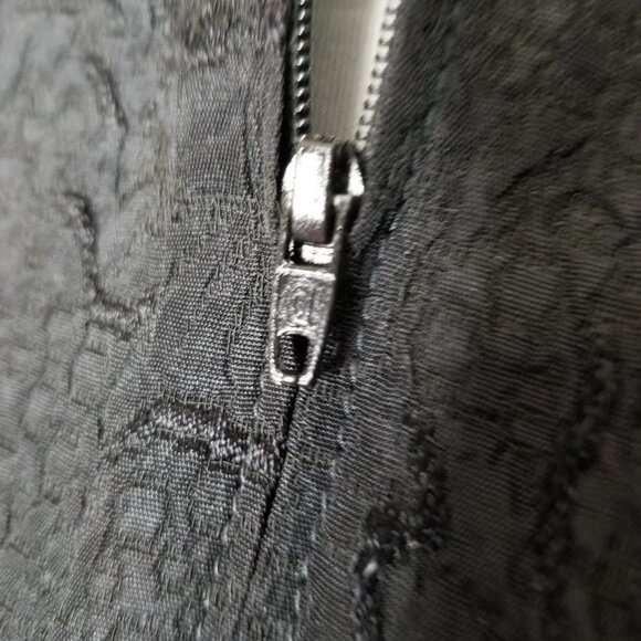 Vintage 80s Ann Taylor Black Textured Long Sleeve Midi Dress With Pointed Collar - Picture 10 of 13